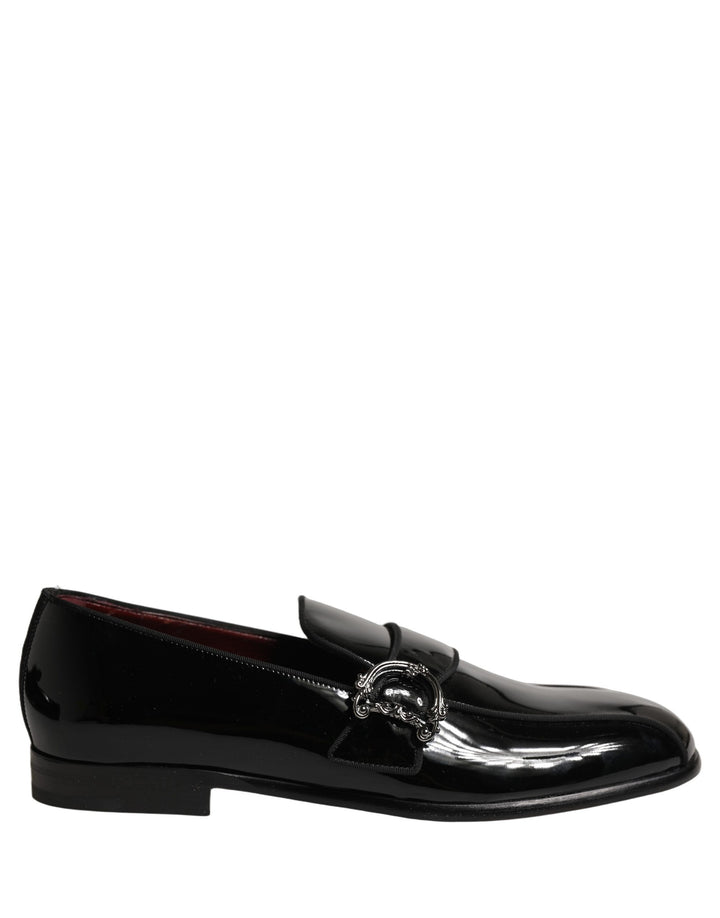 Dolce &amp; Gabbana Black Patent Leather Men Loafers Shoes