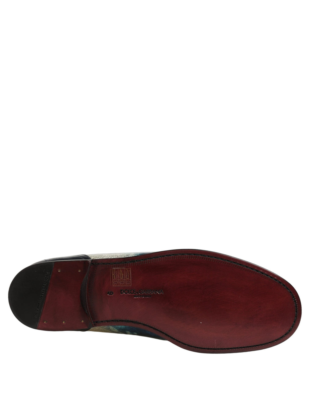 Dolce &amp; Gabbana Metallic Blue Silver Leather DG Loafers Shoes