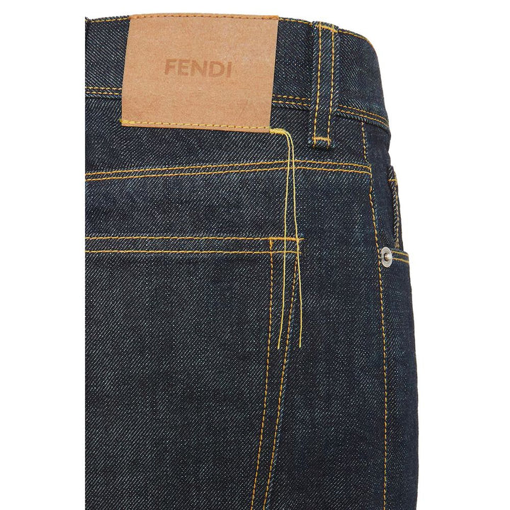 Fendi Blue Cotton Slim Fit Jeans
