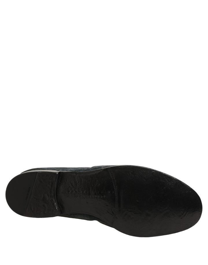 Dolce &amp; Gabbana Blue Suede Slip On Men Slippers Loafers Shoes
