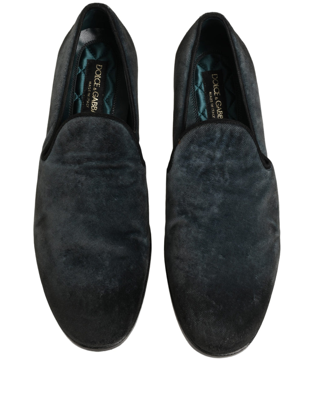 Dolce &amp; Gabbana Blue Suede Slip On Men Slippers Loafers Shoes