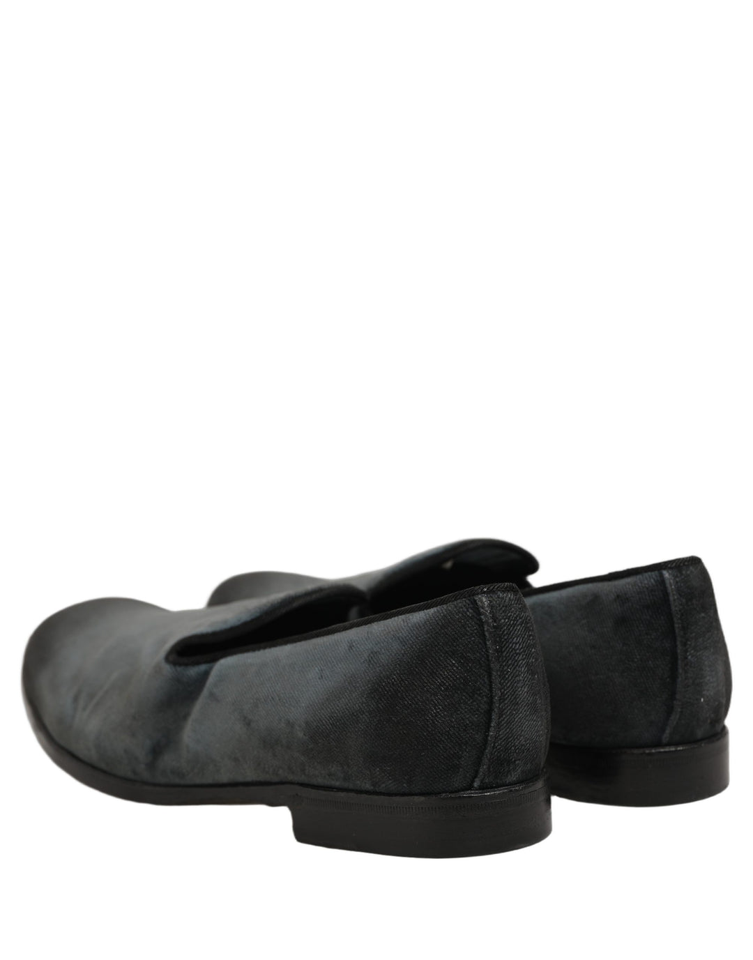Dolce &amp; Gabbana Blue Suede Slip On Men Slippers Loafers Shoes