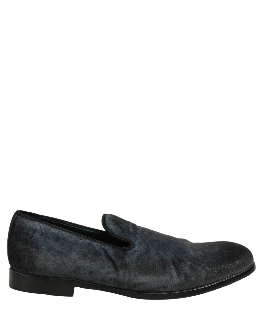 Dolce &amp; Gabbana Blue Suede Slip On Men Slippers Loafers Shoes