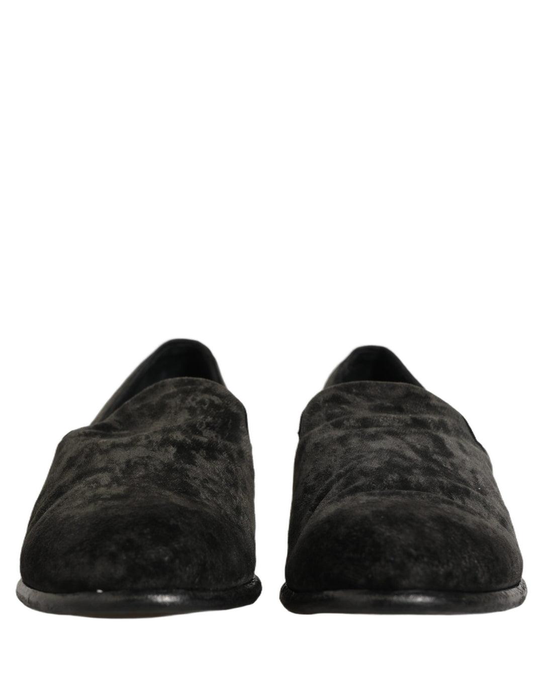 Dolce &amp; Gabbana Black Suede Slip On Men Slippers Loafers Shoes