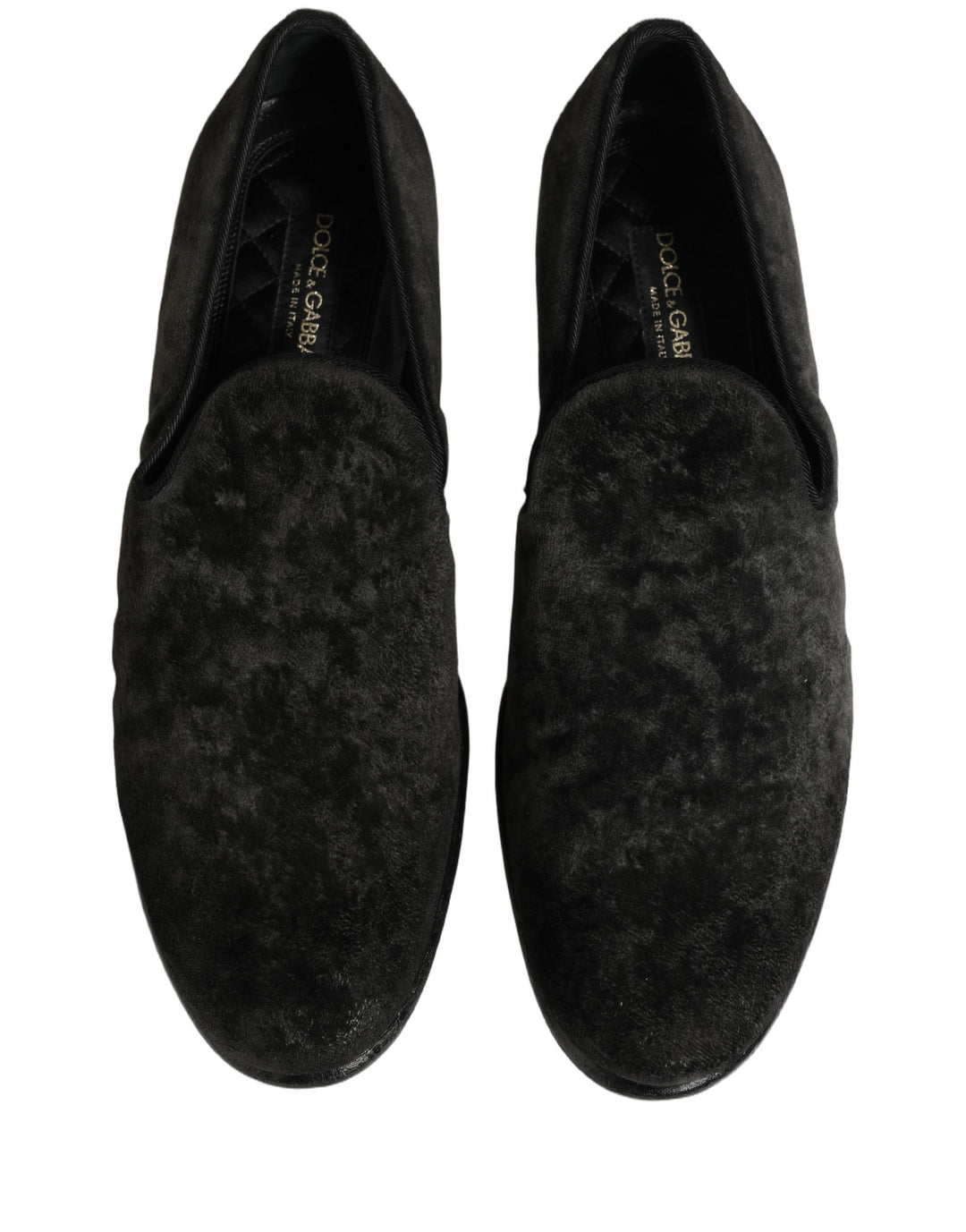 Dolce &amp; Gabbana Black Suede Slip On Men Slippers Loafers Shoes