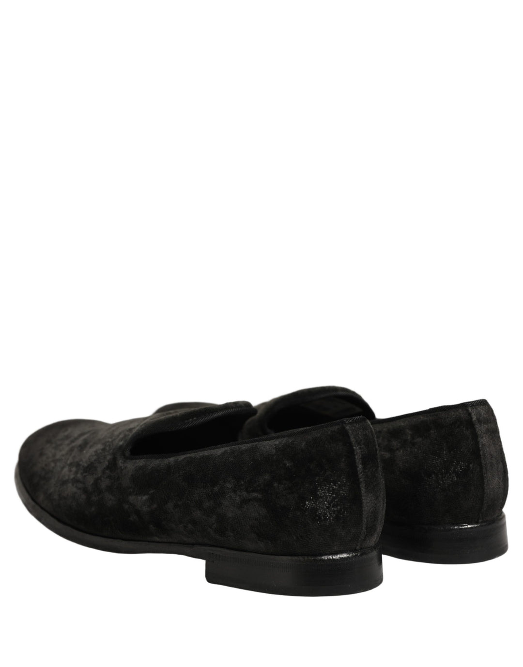 Dolce &amp; Gabbana Black Suede Slip On Men Slippers Loafers Shoes