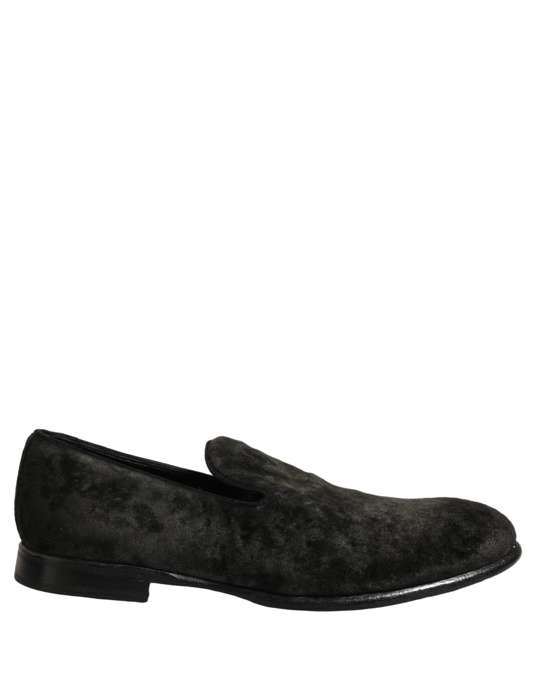 Dolce &amp; Gabbana Black Suede Slip On Men Slippers Loafers Shoes