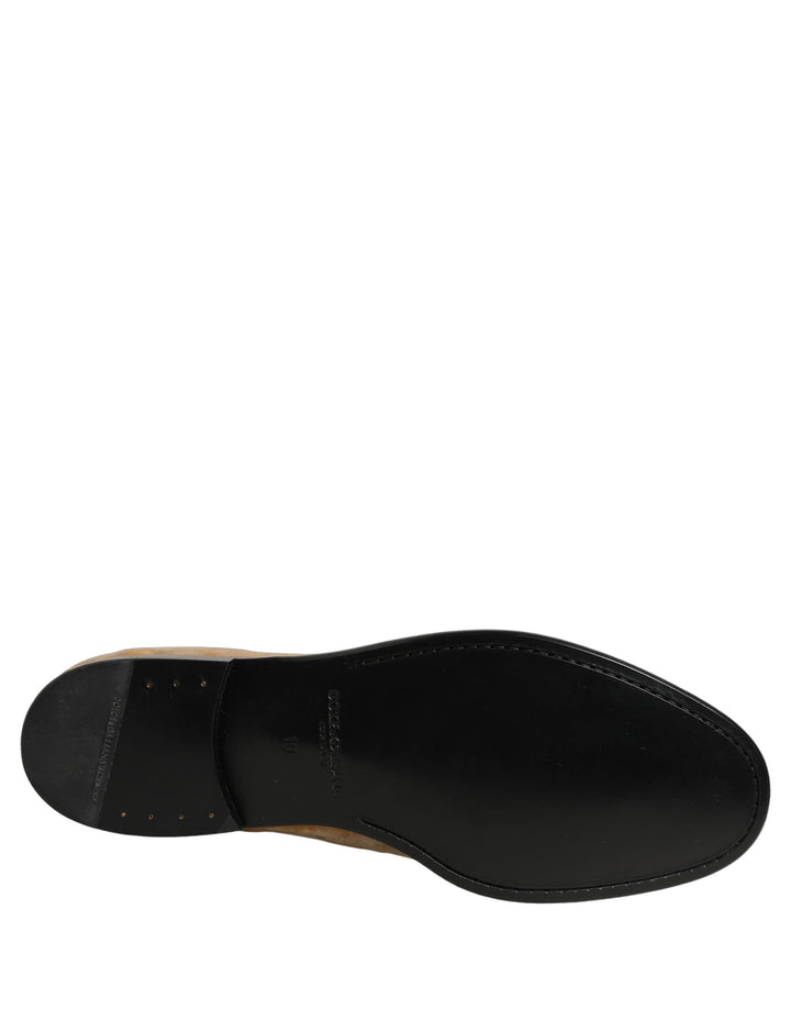 Dolce &amp; Gabbana Beige Suede Slip On Slippers Loafers Shoes