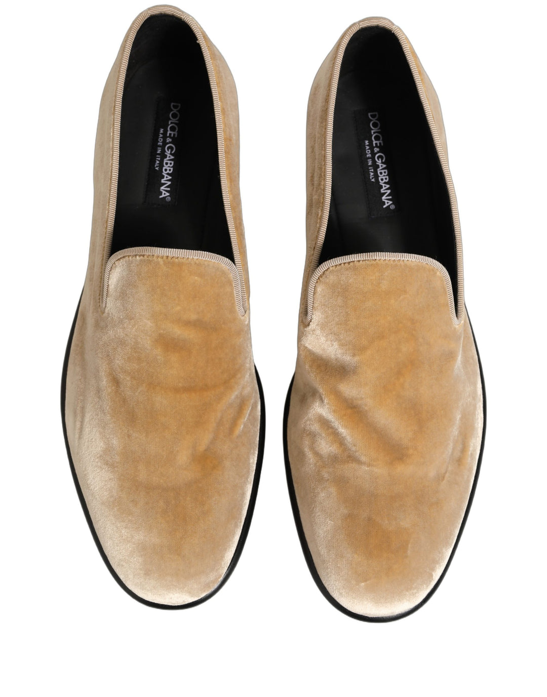 Dolce &amp; Gabbana Beige Suede Slip On Slippers Loafers Shoes