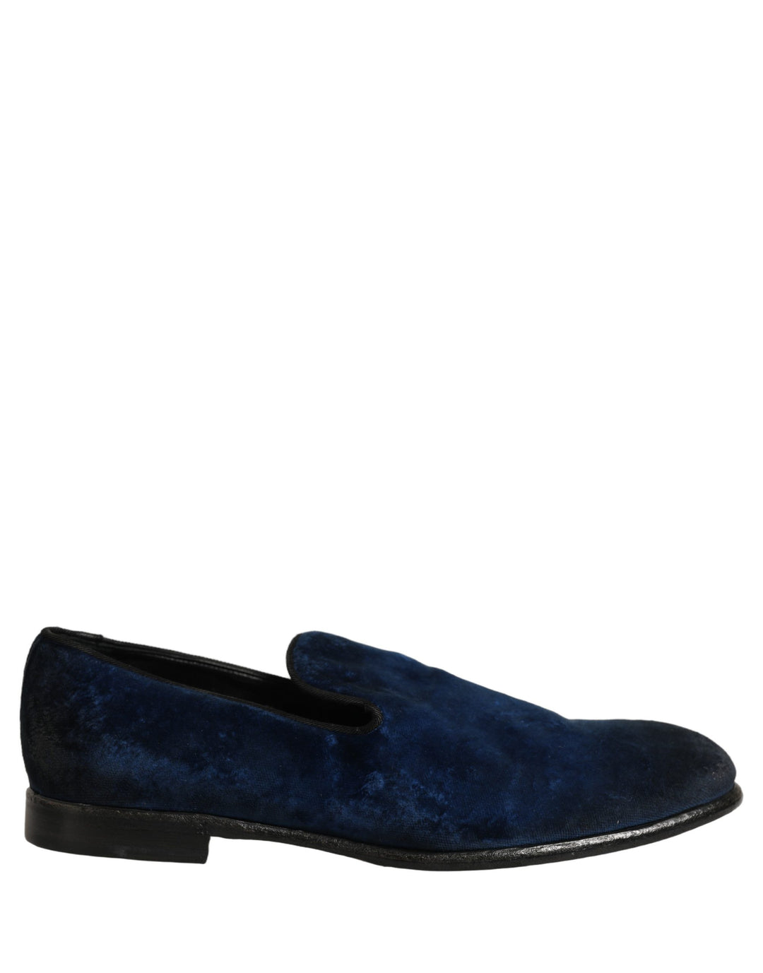 Dolce &amp; Gabbana Blue Suede Slip On Men Slippers Loafers Shoes