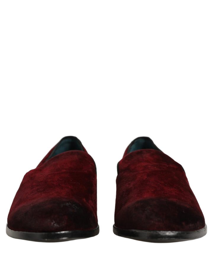 Dolce &amp; Gabbana Maroon Suede Slip On Slippers Loafers Shoes