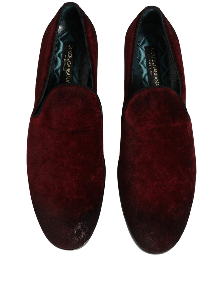 Dolce &amp; Gabbana Maroon Suede Slip On Slippers Loafers Shoes