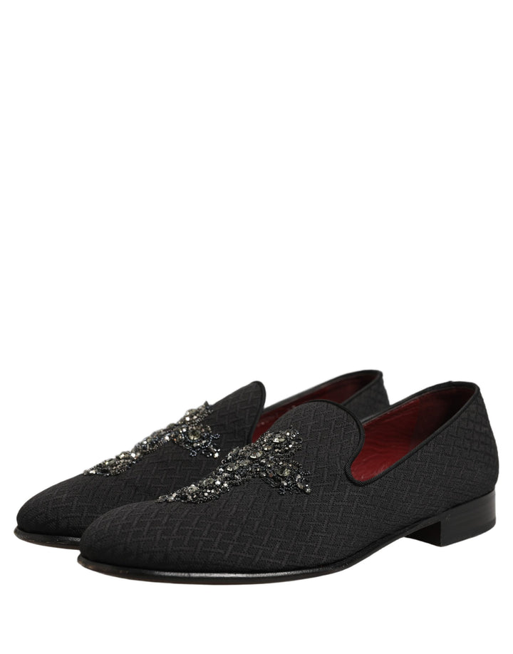 Dolce &amp; Gabbana Black Suede Cross Slip On Men Loafers Shoes