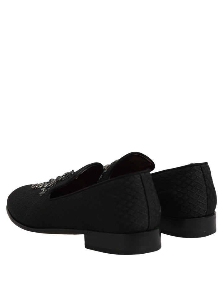Dolce &amp; Gabbana Black Suede Cross Slip On Men Loafers Shoes