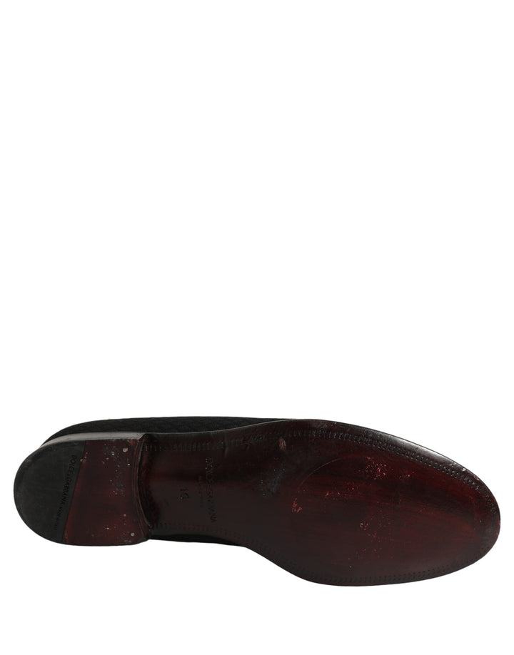 Dolce &amp; Gabbana Black Suede Cross Slip On Men Loafers Shoes