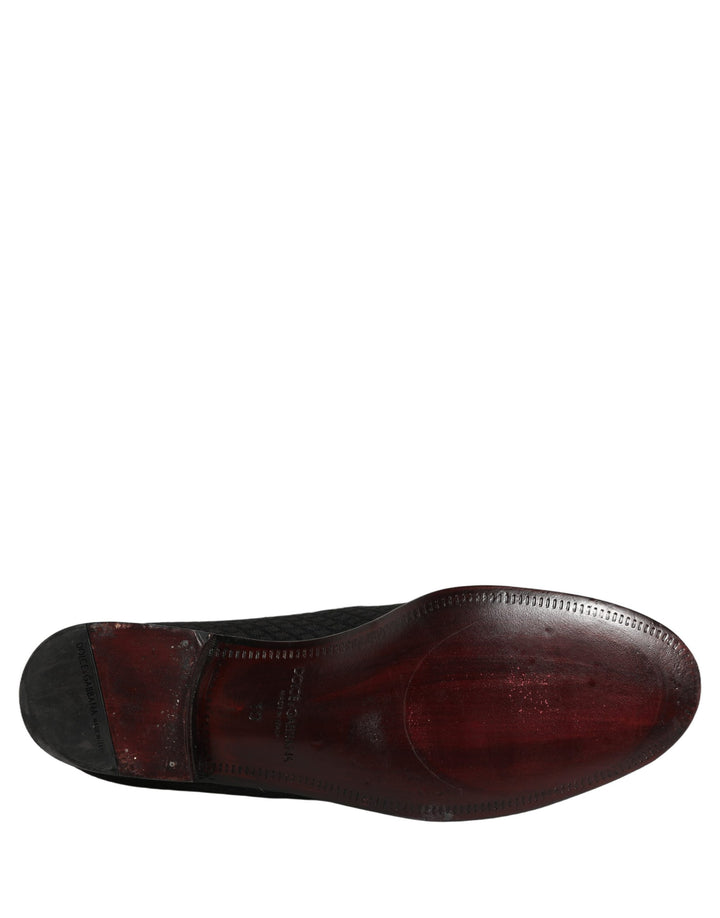 Dolce &amp; Gabbana Black Suede Cross Slip On Men Loafers Shoes