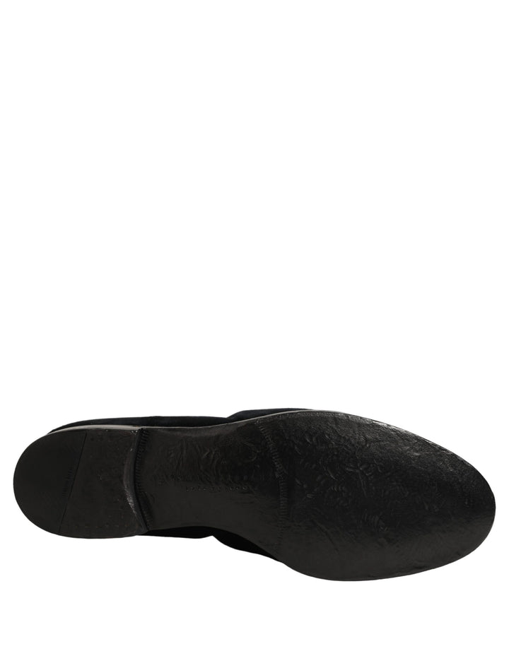 Dolce &amp; Gabbana Black Suede Slip On Slippers Loafers Shoes