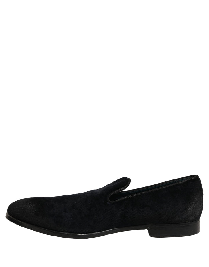 Dolce &amp; Gabbana Black Suede Slip On Slippers Loafers Shoes