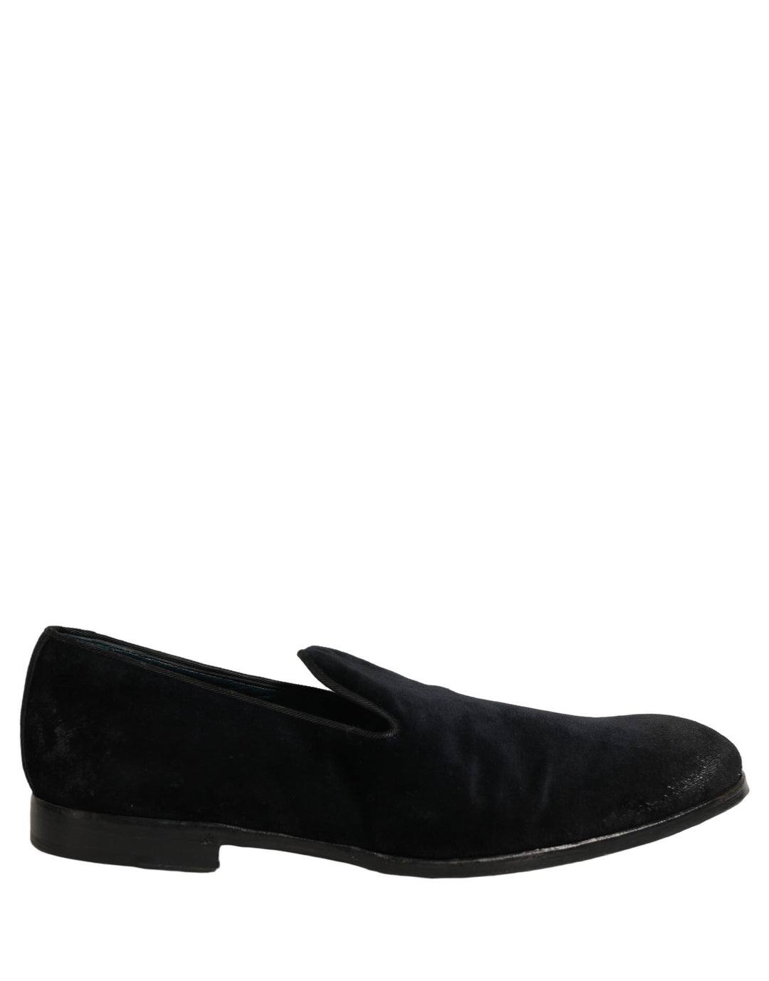 Dolce &amp; Gabbana Black Suede Slip On Slippers Loafers Shoes