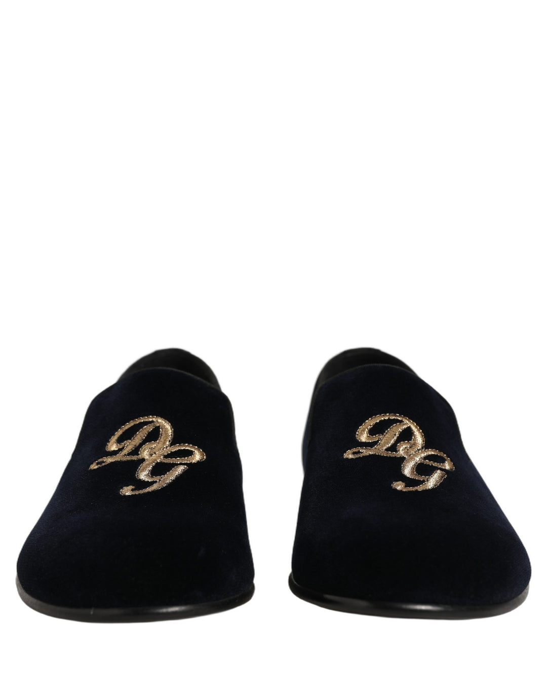 Dolce &amp; Gabbana Black Suede DG Logo Slippers Men Loafers Shoes