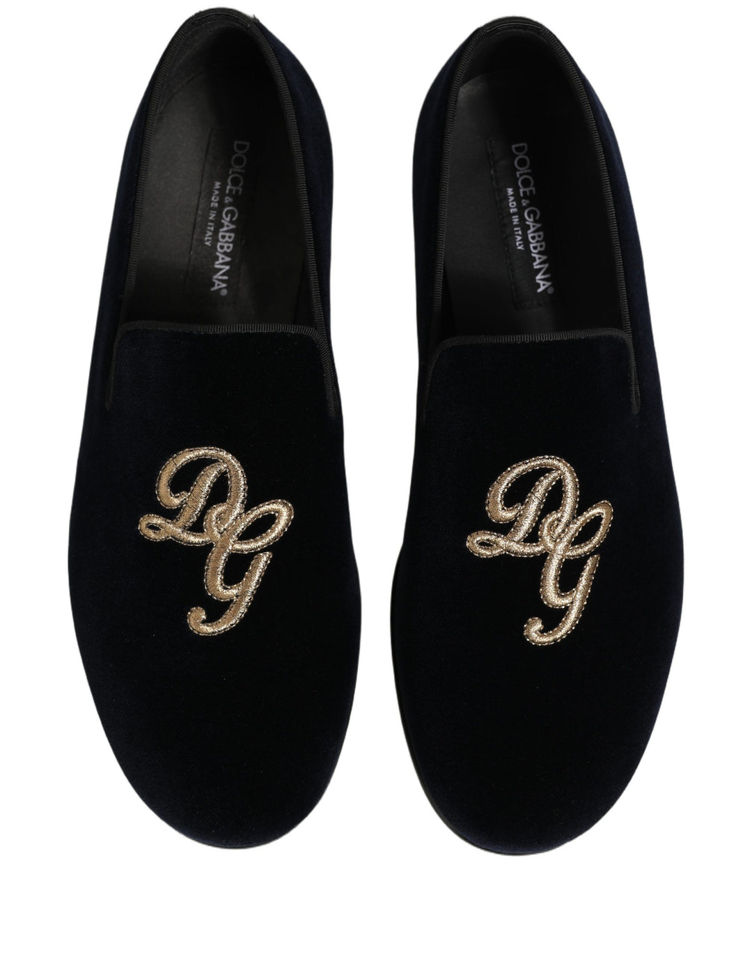 Dolce &amp; Gabbana Black Suede DG Logo Slippers Men Loafers Shoes