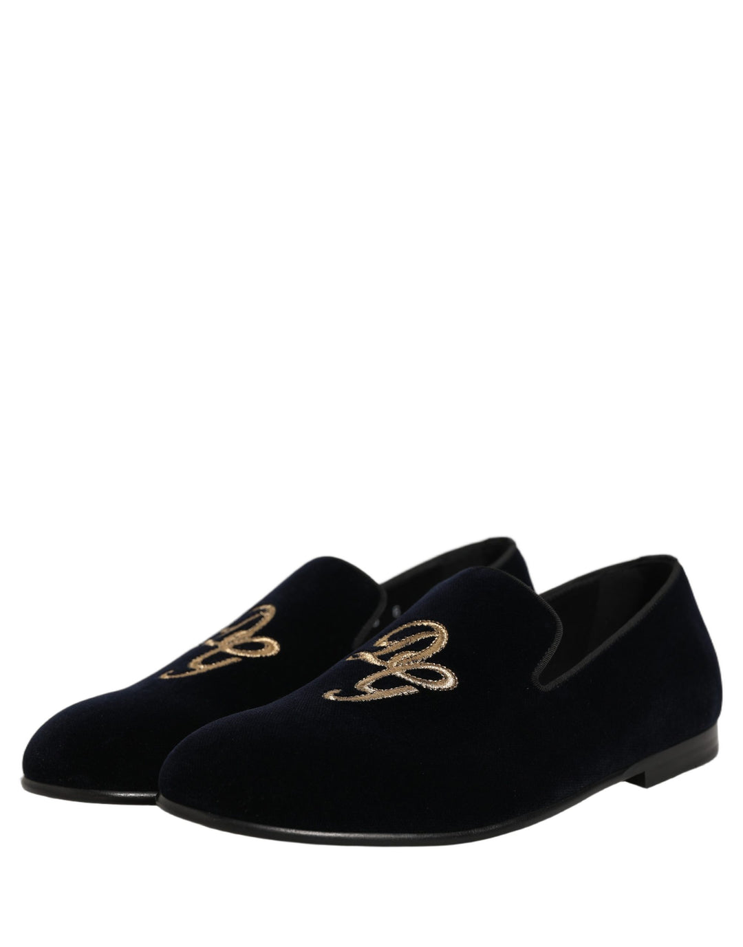 Dolce &amp; Gabbana Black Suede DG Logo Slippers Men Loafers Shoes