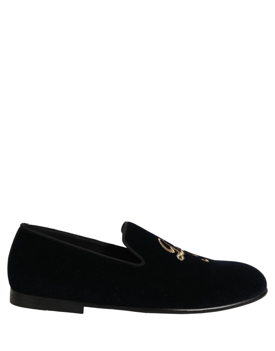Dolce &amp; Gabbana Black Suede DG Logo Slippers Men Loafers Shoes