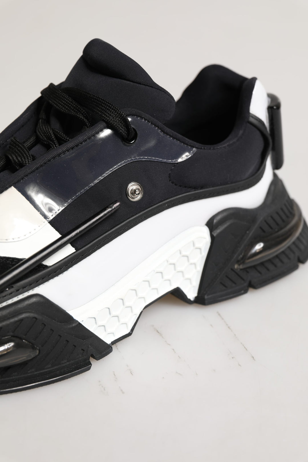 Dolce &amp; Gabbana White Black Logo Airmaster Men Sneakers Shoes