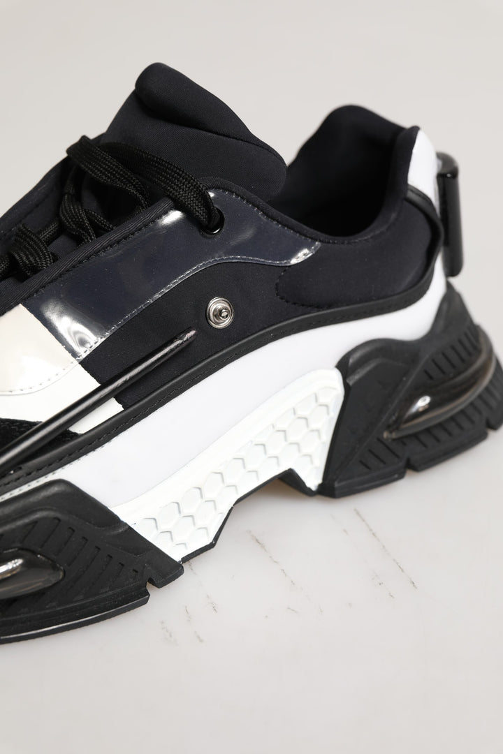 Dolce &amp; Gabbana White Black Logo Airmaster Men Sneakers Shoes