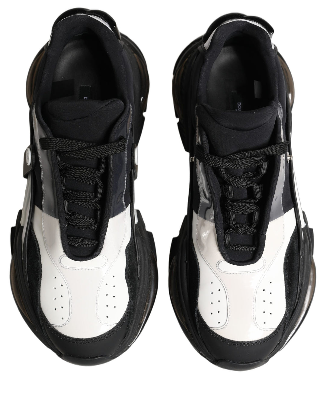 Dolce &amp; Gabbana White Black Logo Airmaster Men Sneakers Shoes