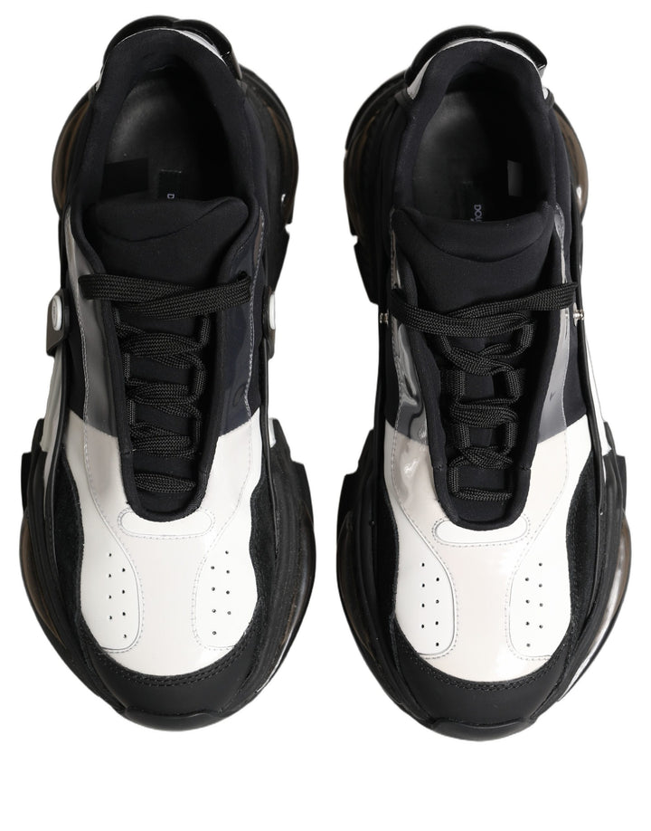 Dolce &amp; Gabbana White Black Logo Airmaster Men Sneakers Shoes