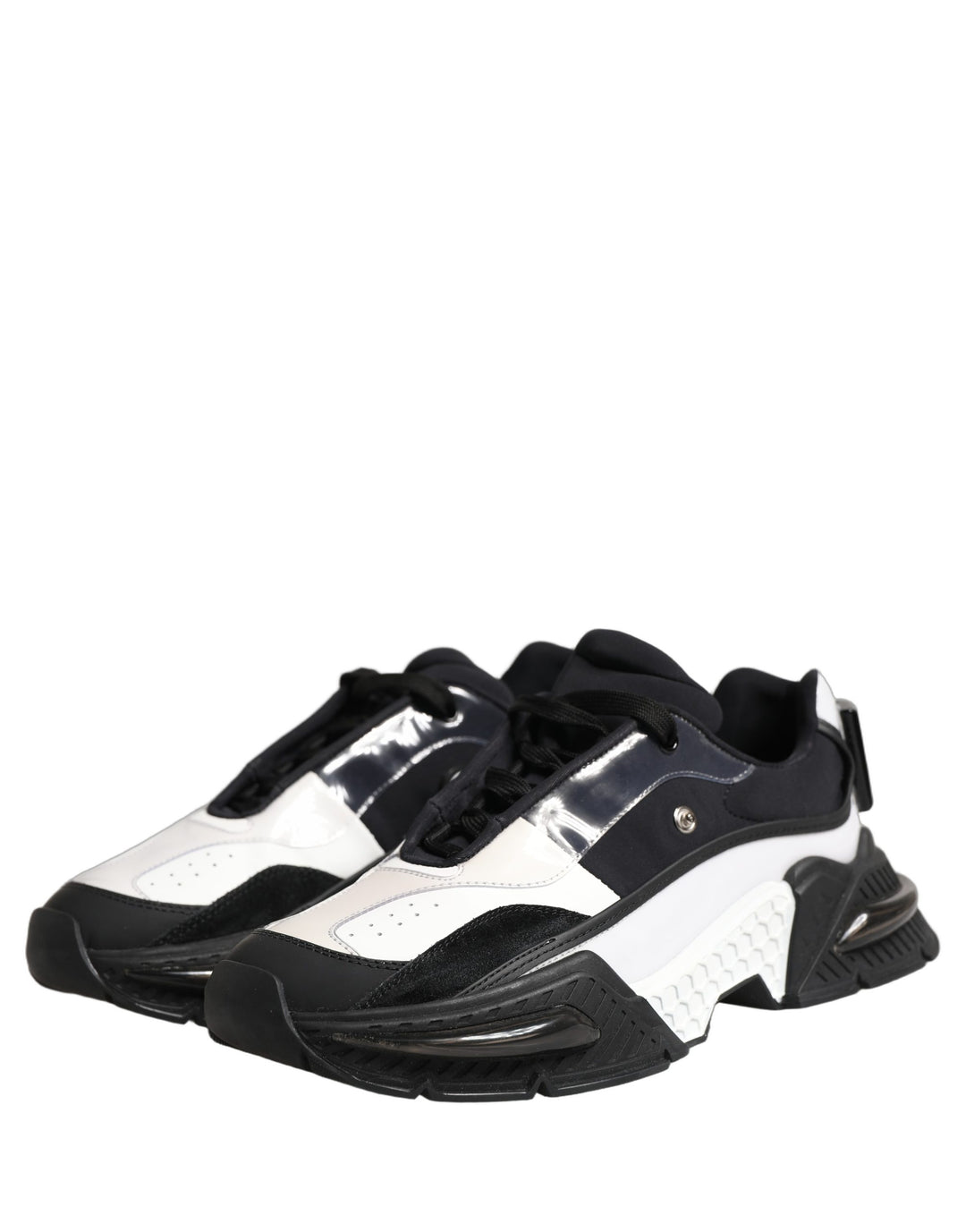 Dolce &amp; Gabbana White Black Logo Airmaster Men Sneakers Shoes