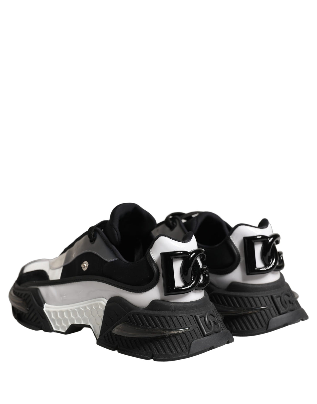 Dolce &amp; Gabbana White Black Logo Airmaster Men Sneakers Shoes
