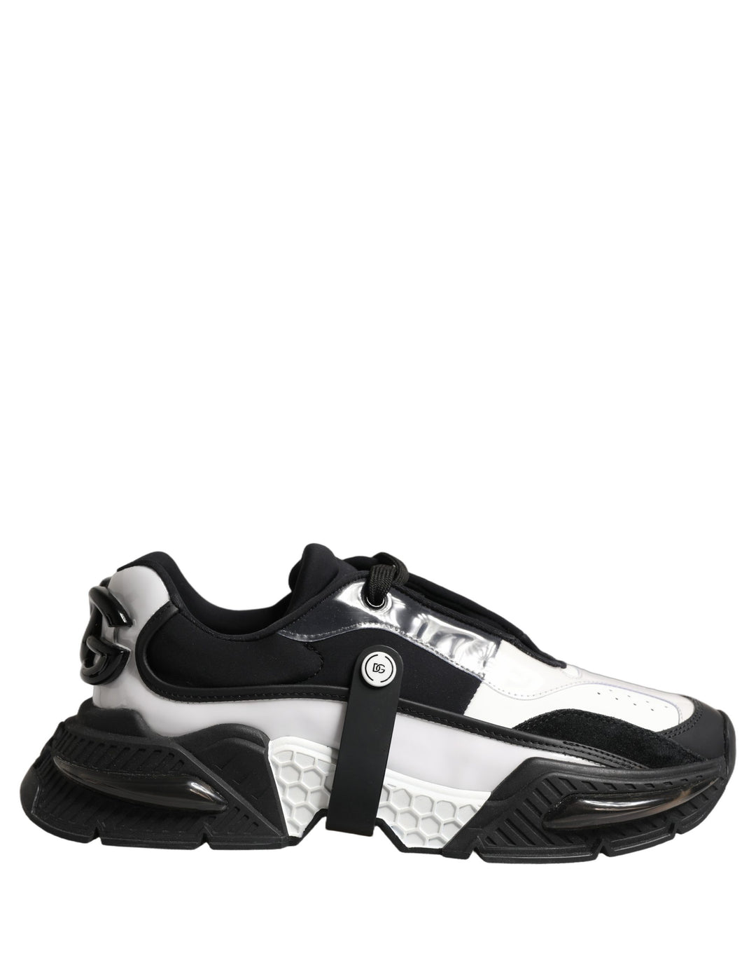 Dolce &amp; Gabbana White Black Logo Airmaster Men Sneakers Shoes