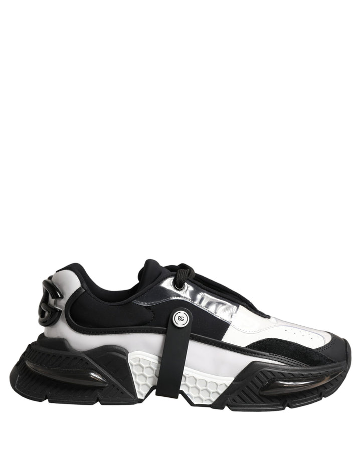 Dolce &amp; Gabbana White Black Logo Airmaster Men Sneakers Shoes