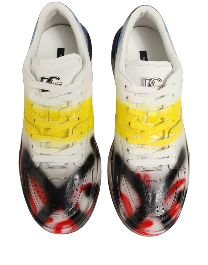 Dolce &amp; Gabbana Multicolor New Roma Paint Sneakers Men Shoes
