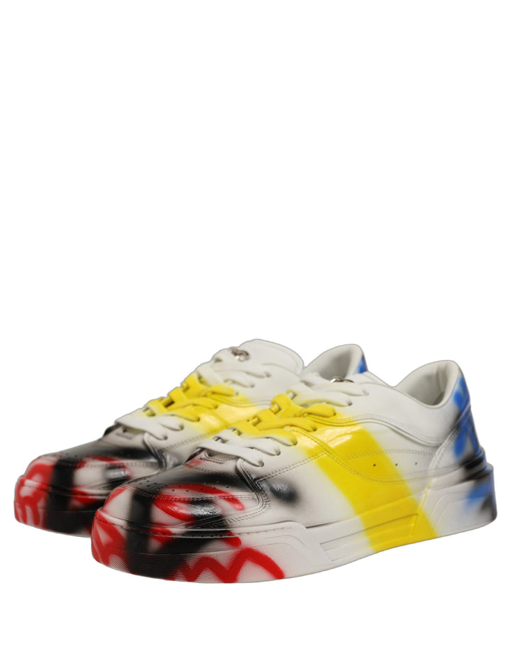 Dolce &amp; Gabbana Multicolor New Roma Paint Sneakers Men Shoes