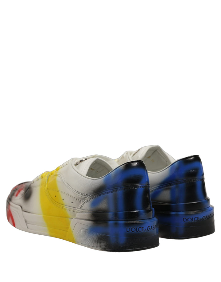 Dolce &amp; Gabbana Multicolor New Roma Paint Sneakers Men Shoes