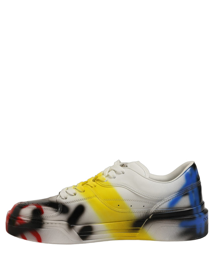 Dolce &amp; Gabbana Multicolor New Roma Paint Sneakers Men Shoes