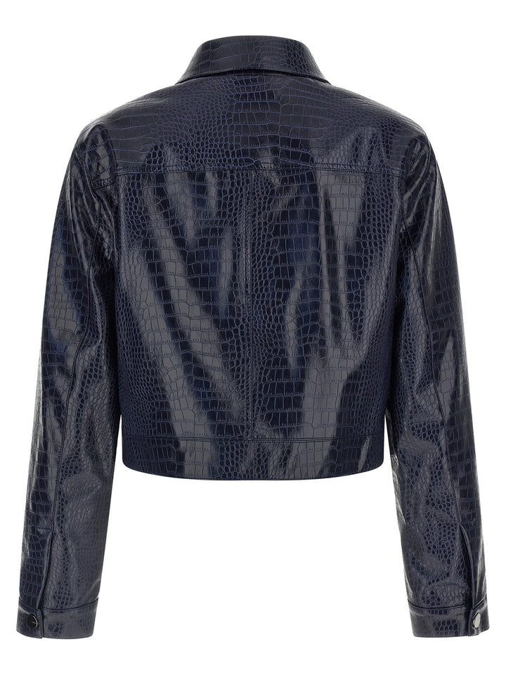 PINKO Blue Viscose Leather Jacket
