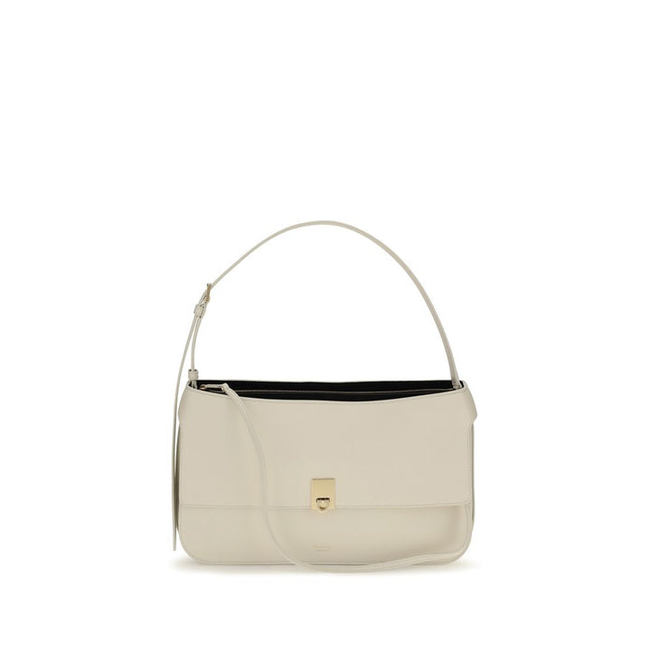 Ferragamo Beige Calf Leather Bos Taurus Shoulder Bag