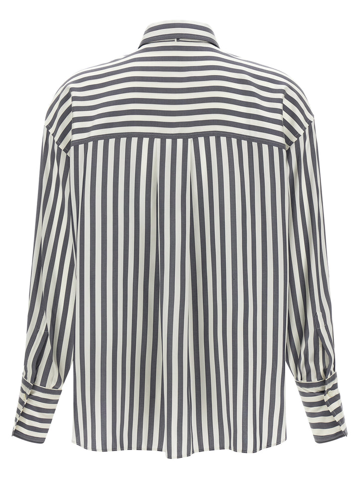 Brunello Cucinelli Gray Silk Blouse