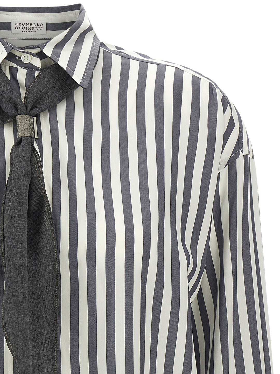 Brunello Cucinelli Gray Silk Blouse