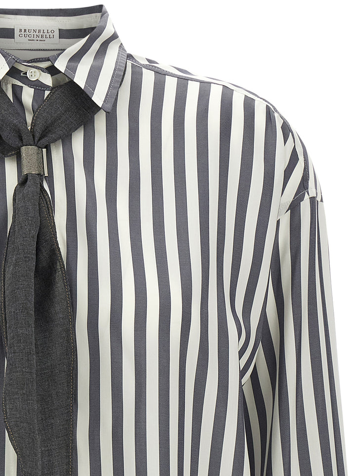 Brunello Cucinelli Gray Silk Blouse