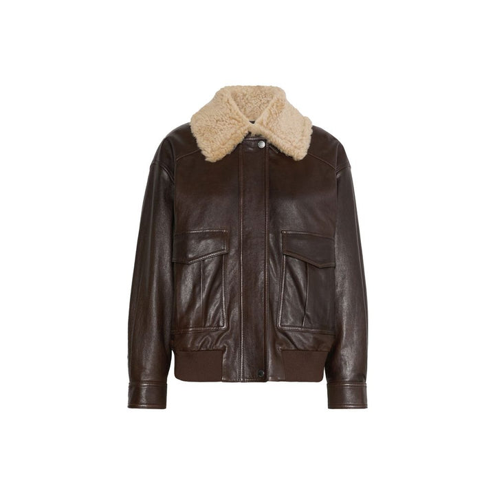Max Mara Brown Lamb Leather Bomber