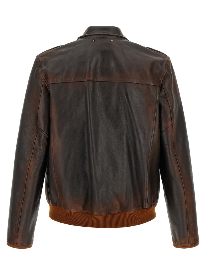 Golden Goose Brown Cowhide Leather Jacket