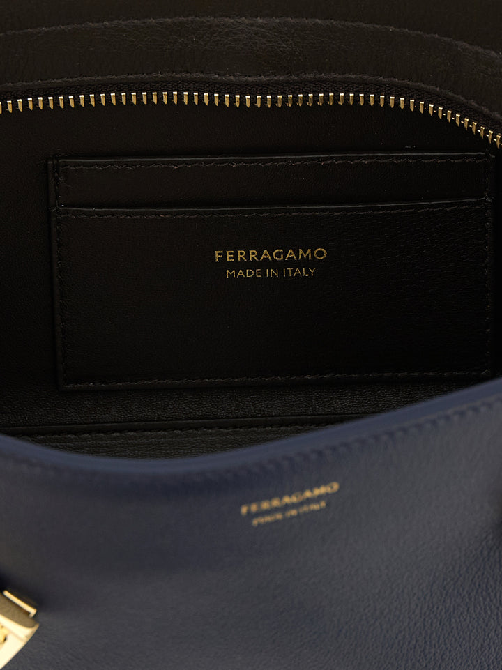 Ferragamo Blue Calfskin Shoulder Bag