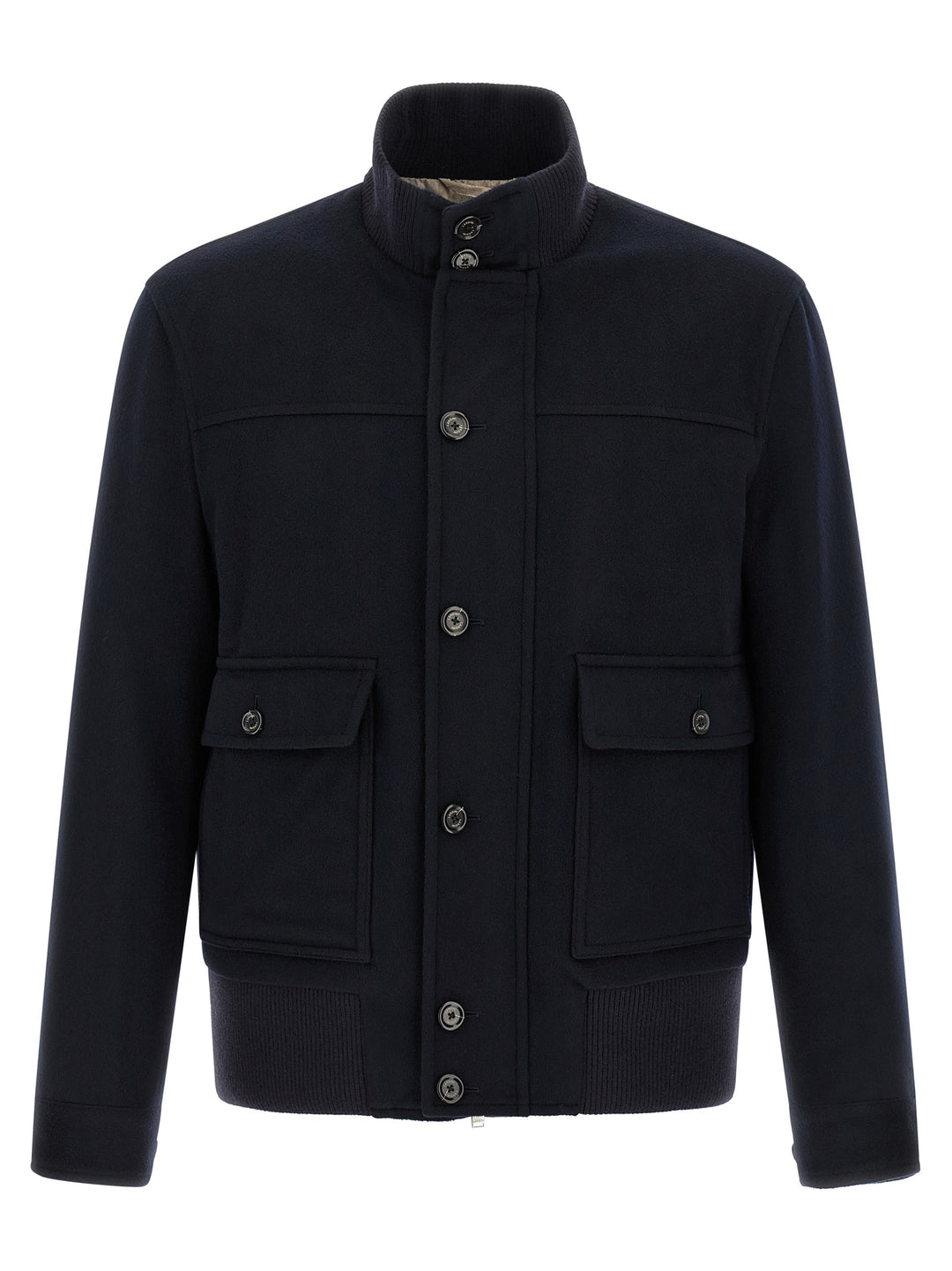 Lardini Blue Virgin Wool Full-Length Jacket