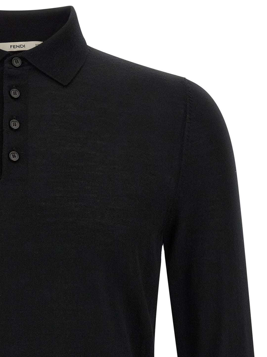 Fendi Black Virgin Wool Polo Shirt