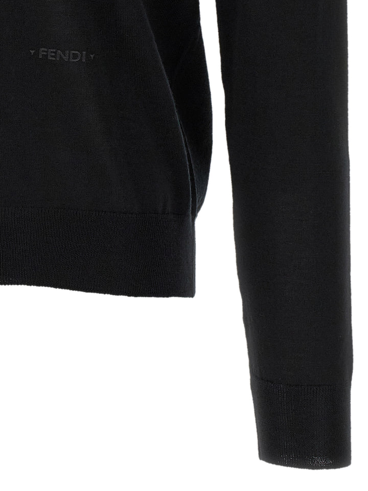Fendi Black Virgin Wool Cardigan